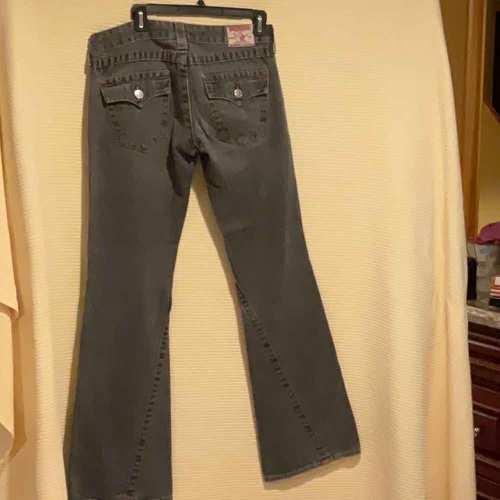 True Religion Jeans Grey orange stitching women’s Size 28 - Picture 2 of 11